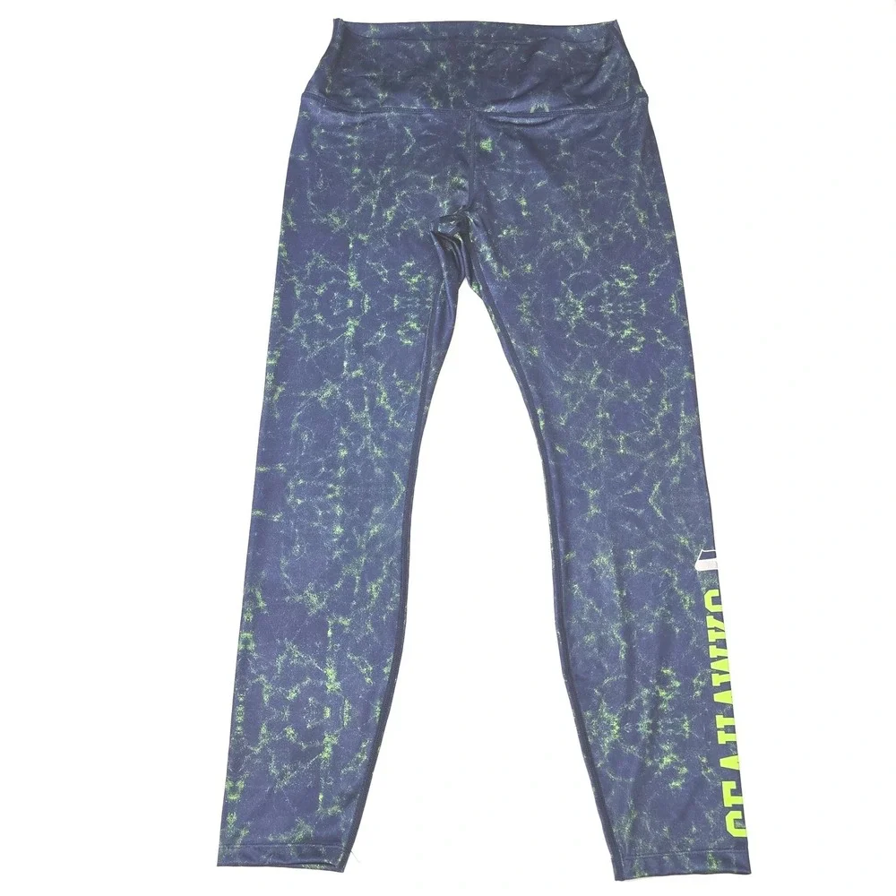 NFL Team Apparel Seattle Seahawks Womens XL Leggings Blue Green Marble Print